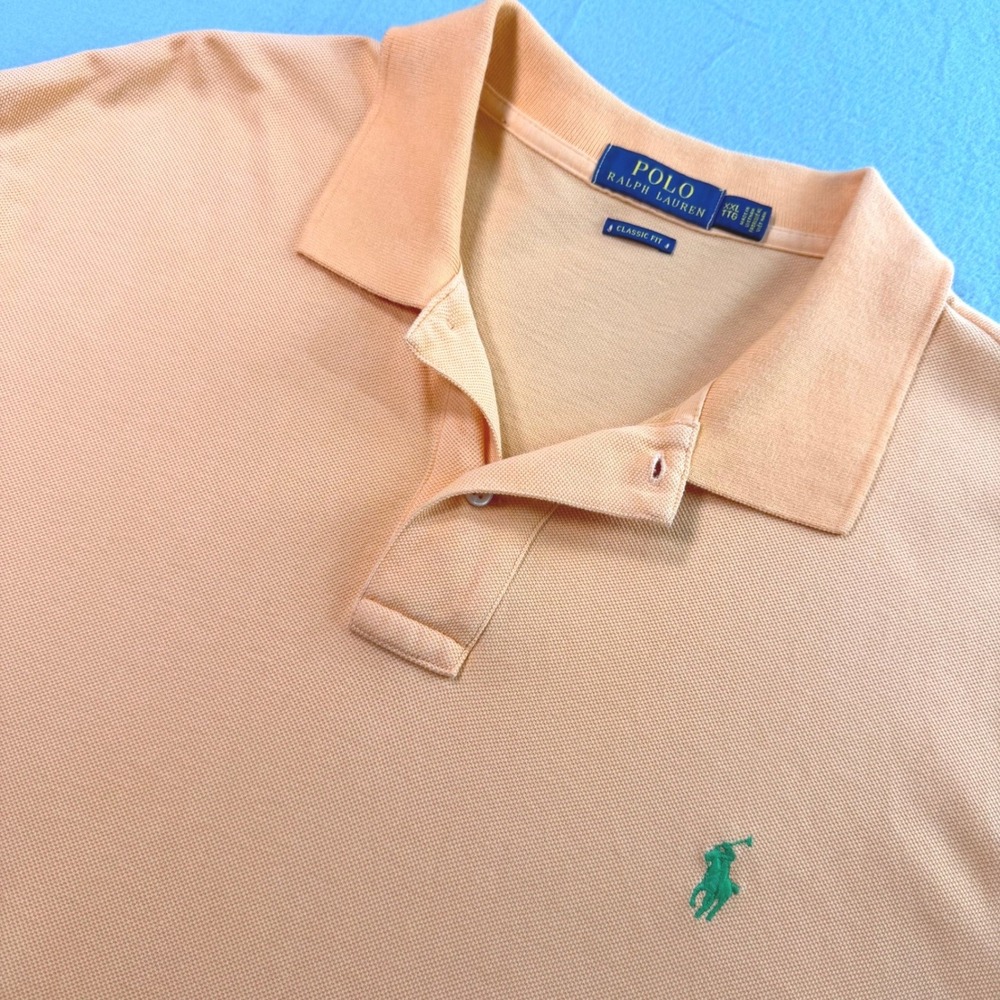 Polo Ralph Lauren Polo Shirt Mens XXL Orange Classic Fit Mesh Pony Big & Tall - Picture 1 of 8